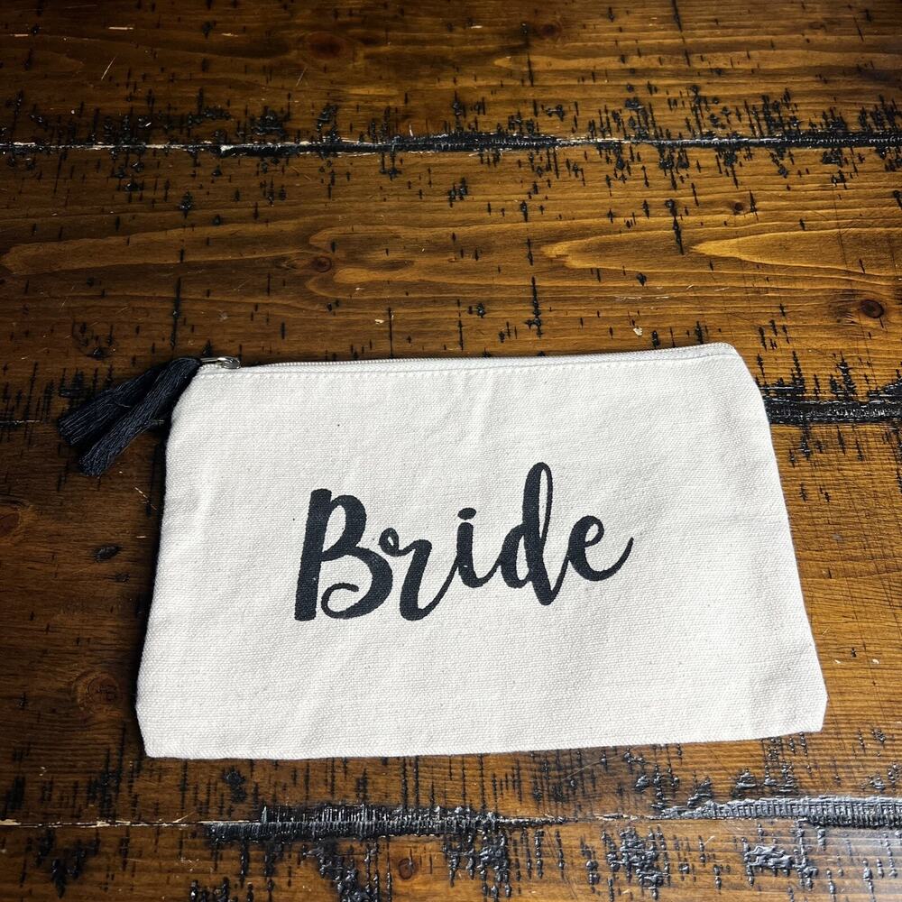Boutique Bride Canvas Wedding Bachelorette Zipper Pouch Cosmetic Bag